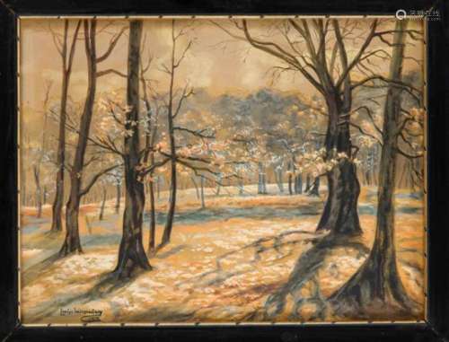 Luise Wiesenberg, artist 1st half of the 20th century, autumn forest clearing, gouache onpaper, u.
