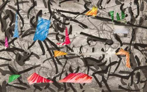 Jean-Paul Riopelle (1923-2002), multiple, color etching with etching folded over in blackand white