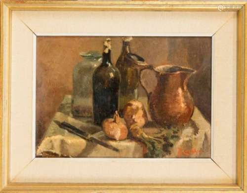 Antonio Coceani (1894-1983), Italian painter, kitchen still life, oil on cardboard, u. re.signed.,