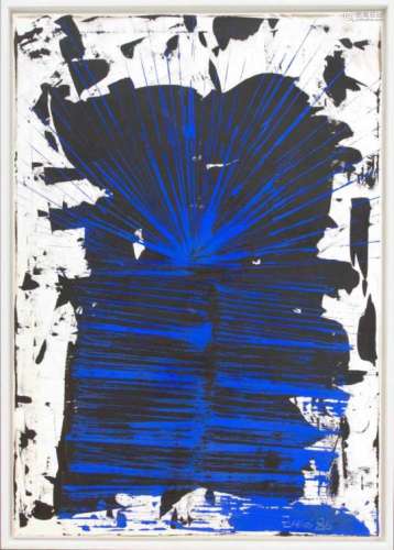 Herbert Zangs (1924-2003), great work from 1986, acrylic in blue and black on canvas, u.re. signed