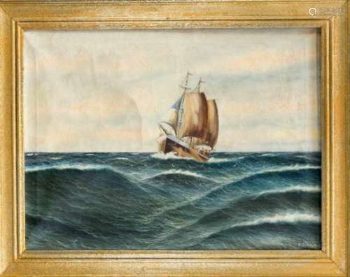 Edmund Völz (1902-1972), Hamburg marine painter, two-master at sea, oil / canvas, u. re.signed u.