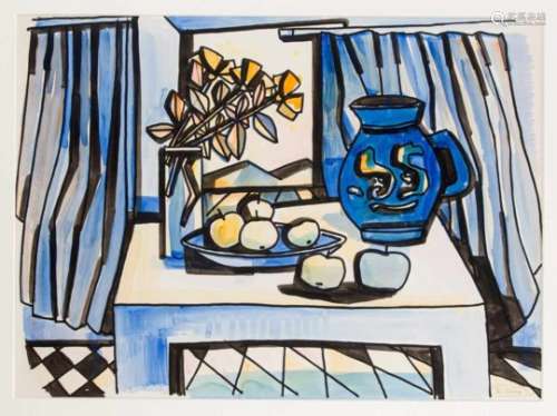 Johann Georg Müller (1913-1986), Still Life with a Jug and Fruit. Watercolor. 1956. 49 x68 cm, in PP