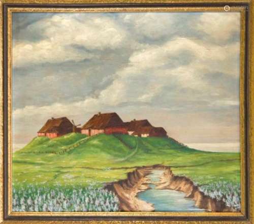 L. Bartels, landscape painter 1st half of the 20th century, view of a north German Hallig,oil on