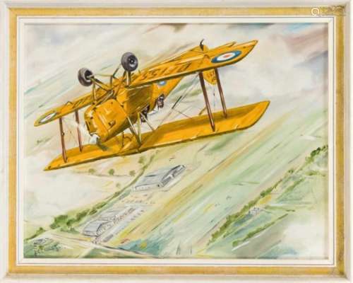 Unidentified painter 2nd half of the 20th century, double-decker ''Tiger Moth DF. 155