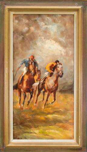 Signed Keller, 2nd half of the 20th century, horse racing, oil on canvas, u. left signed''