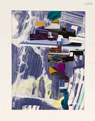 Unidentified artist around 1970, mixed lot of four collages about acrylic on paper,compositions