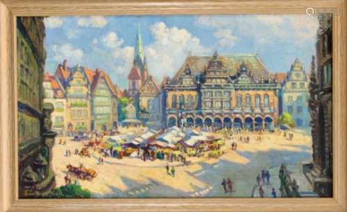 Hans Meyer-Kassel (1872 - 1952), The Bremen marketplace, oil / canvas, u. left signed u.dat. Hans
