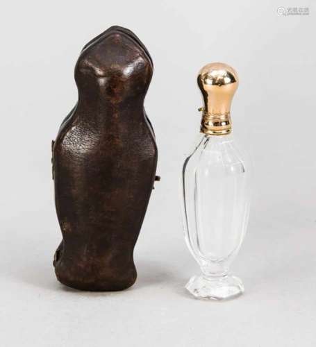 Parfumflakon, Ende 19. Jh., facettierter Glaskorpus mit Goldmontierung (holl. Prüfpunze)mit