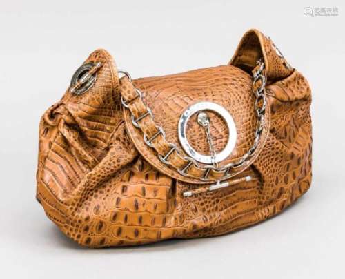 Dior Handtasche, Frankreich, 20. Jh., cognacfarbenes Leder mit Krokoprägung,