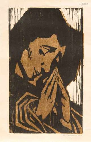 Margarete Braumüller-Havemann (1877-?), Graphic artist of Expressionmus, ''Prayers'', colorwoodcut