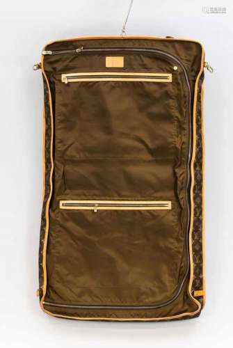 Louis Vuitton Kleidersack, Frankreich, 20. Jh., braunes genarbtes Leder mit Logoprint,Details und