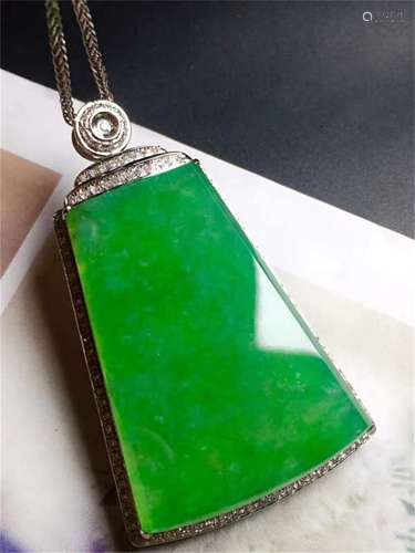 A Chinese Carved Jadeite Pendant (W/O Chain)