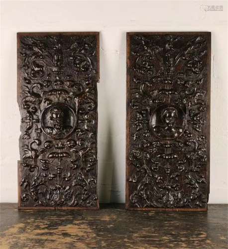 A Pair of Carved Wood Hanging Screens