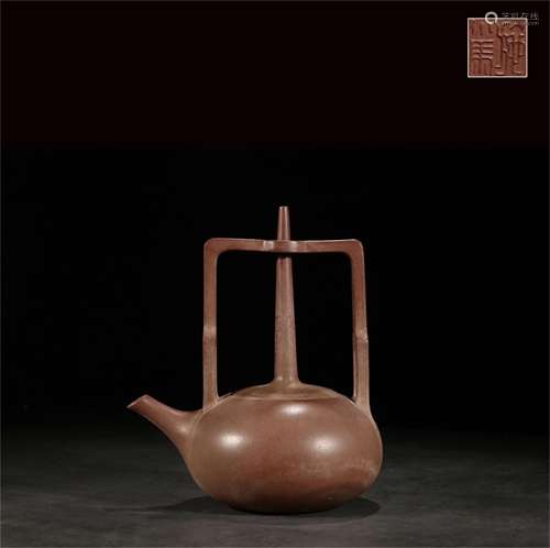 A Chinese Carved Yixing Clay Teapot