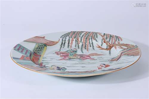 A Chinese Wu-Cai Glazed Porcelain Plate