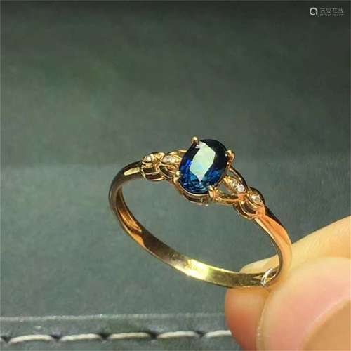 A Chinese Carved Sapphire Ring