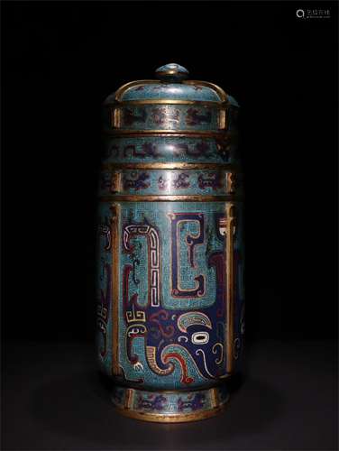 A Chinese Cloisonne Vase with Cover