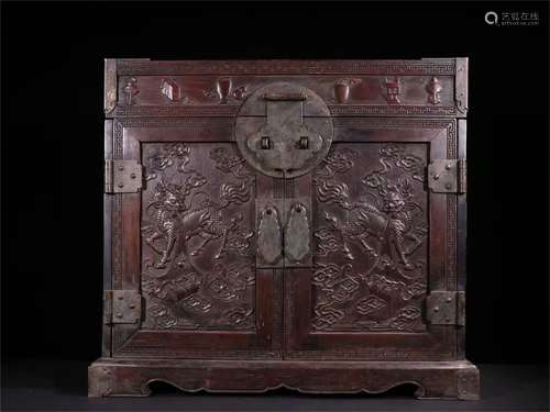 A Chinese Carved Hardwood Box