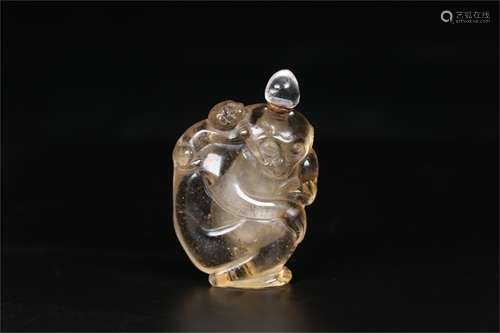 A Chinese Carved Rock Crystal Snuff Bottle