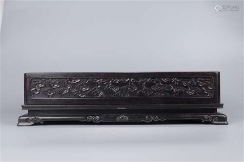 A Chinese Carved Hardwood Box with Cover