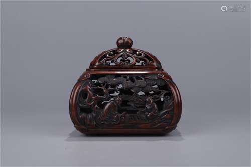 A Chinese Carved Hardwood Incense Burner