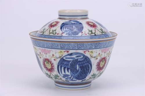 A Chinese Blue and White Porcelain Bowl with Cover