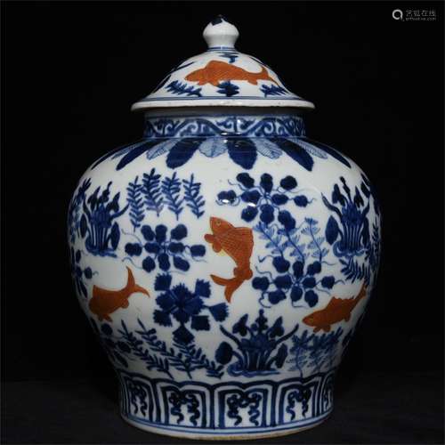 A Chinese Blue and White Porcelain Jar with Cover