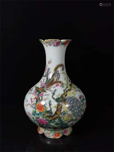 A Chinese Famille-Rose Porcelain Vase