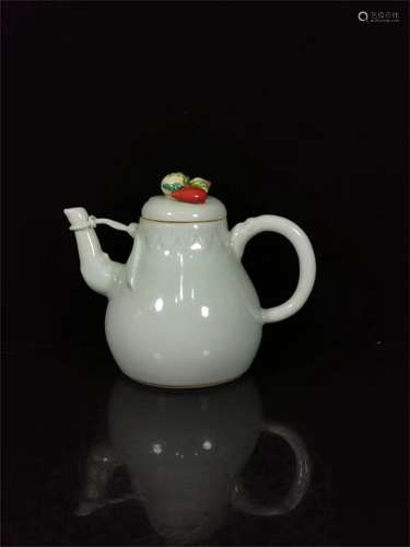 A Chinese Celadon Glazed Porcelain  Teapot