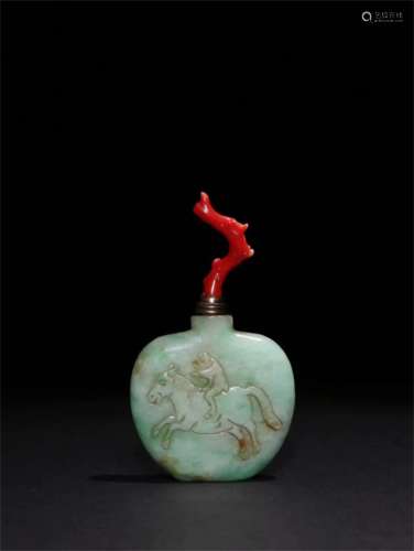 A Chinese Carved Jadeite Snuff Bottle