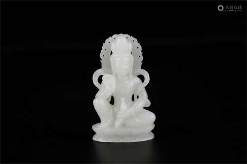 A Chinese Carved Jade Figure of Buddha