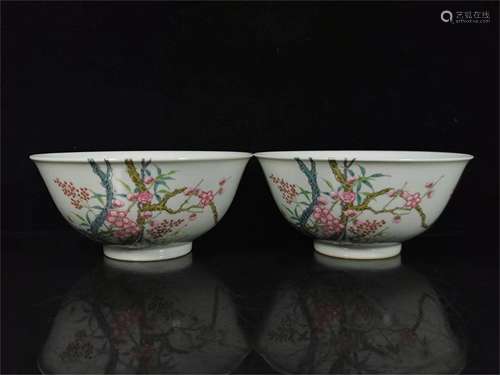 A Pair of Chinese Famille-Rose Porcelain Bowls