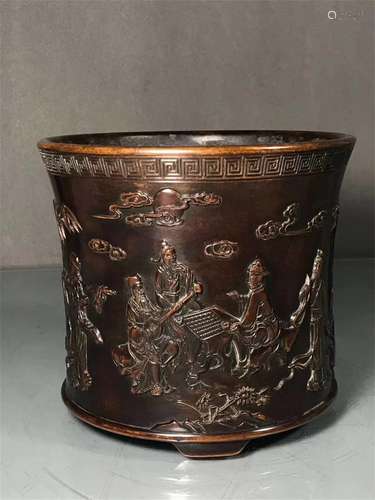 A Chinese Bronze Brush Pot