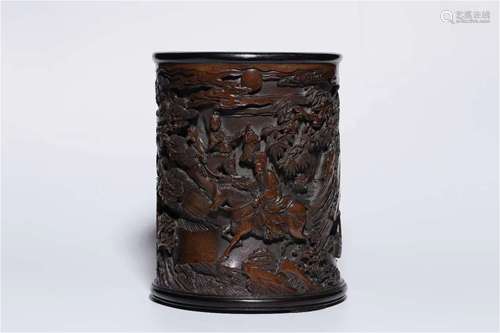 A Chinese Carved Bamboo Brush Pot