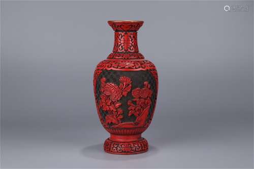 A Chinese Carved Tixi Lacquer Vase