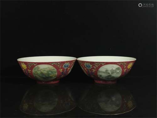 A Pair of Chinese Famille-Rose Porcelain Bowls