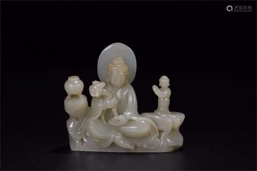 A Chinese Carved Jade Figure of Buddha