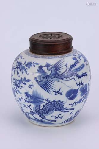 A Chinese Blue and White Porcelain Jar with Cover