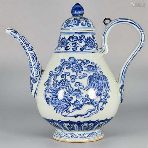 A Chinese Blue and White Porcelain Teapot