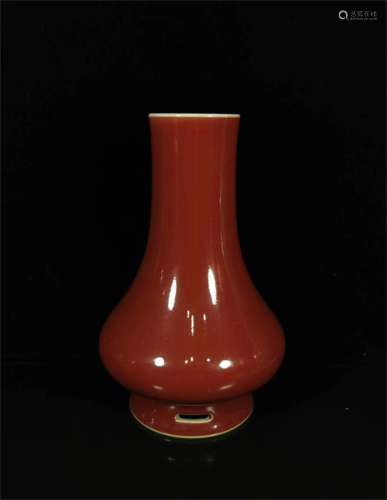 A Chinese Red Glazed Porcelain Vase