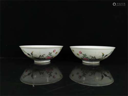 A Pair of Chinese Famille-Rose Porcelain Bowls