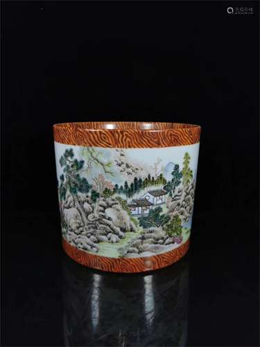 A Chinese Famille-Rose Porcelain Brush Pot