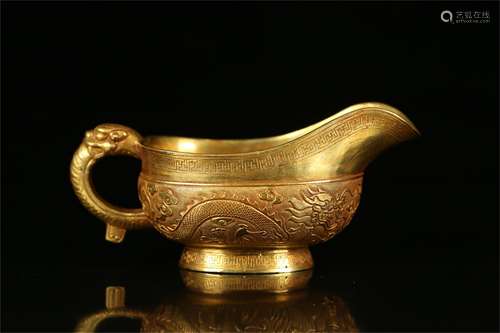 A Chinese Gilt Bronze Wine Cup