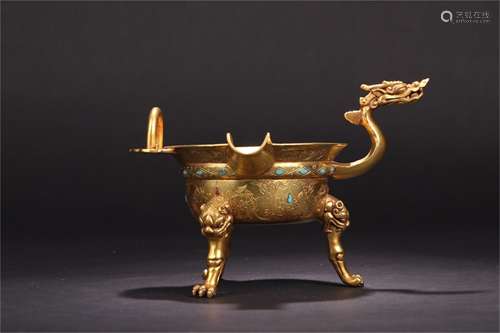 A Chinese Gilt Bronze Cup