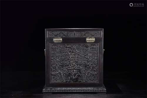 A Chinese Carved Hardwood Box