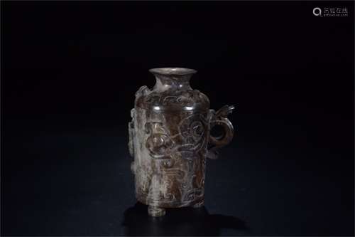 A Chinese Carved Jade Vase with Cover