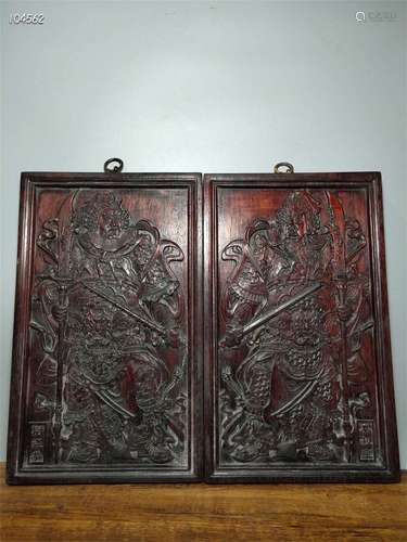 A Pair of Chinese Carved Hardwood Hanging Screens