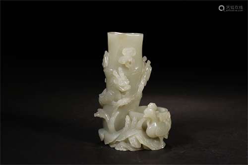 A Chinese Carved Jade Flower Vase