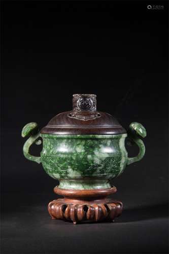 A Chinese Carved Jade Incense Burner