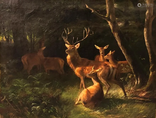 Carl Friedrich DEIKER (1836 - 1892). Deer pack …